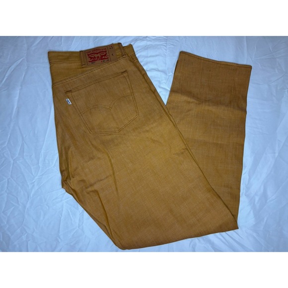 Levi's 501 Jeans Khaki Jeans White Oak Cone Denim 40x34 Selvedge Straight Leg - Picture 1 of 9